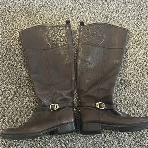 Tory Burch Brown Leather Riding Boots